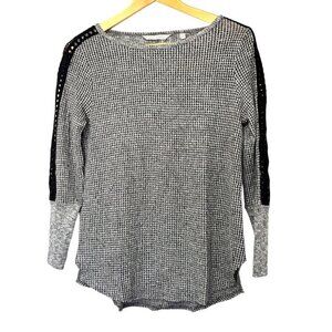 Soft Surroundings Lightweight Knit Sweater Size PXS Black Gray White Spring